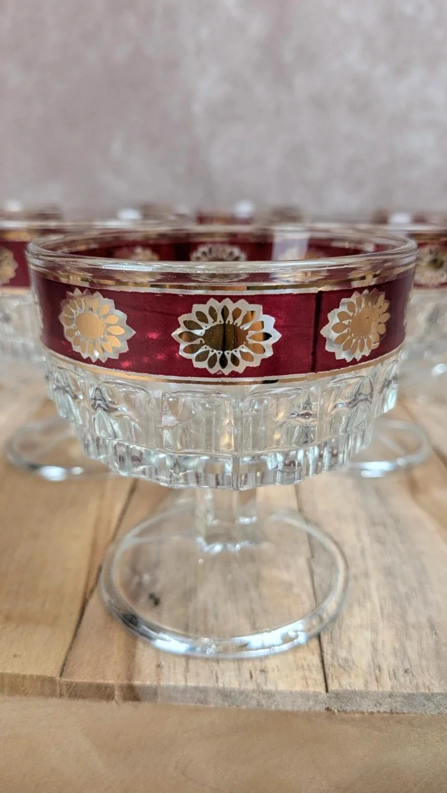 Lote de cortes italianos vintage fucsia y dorado – photo 2